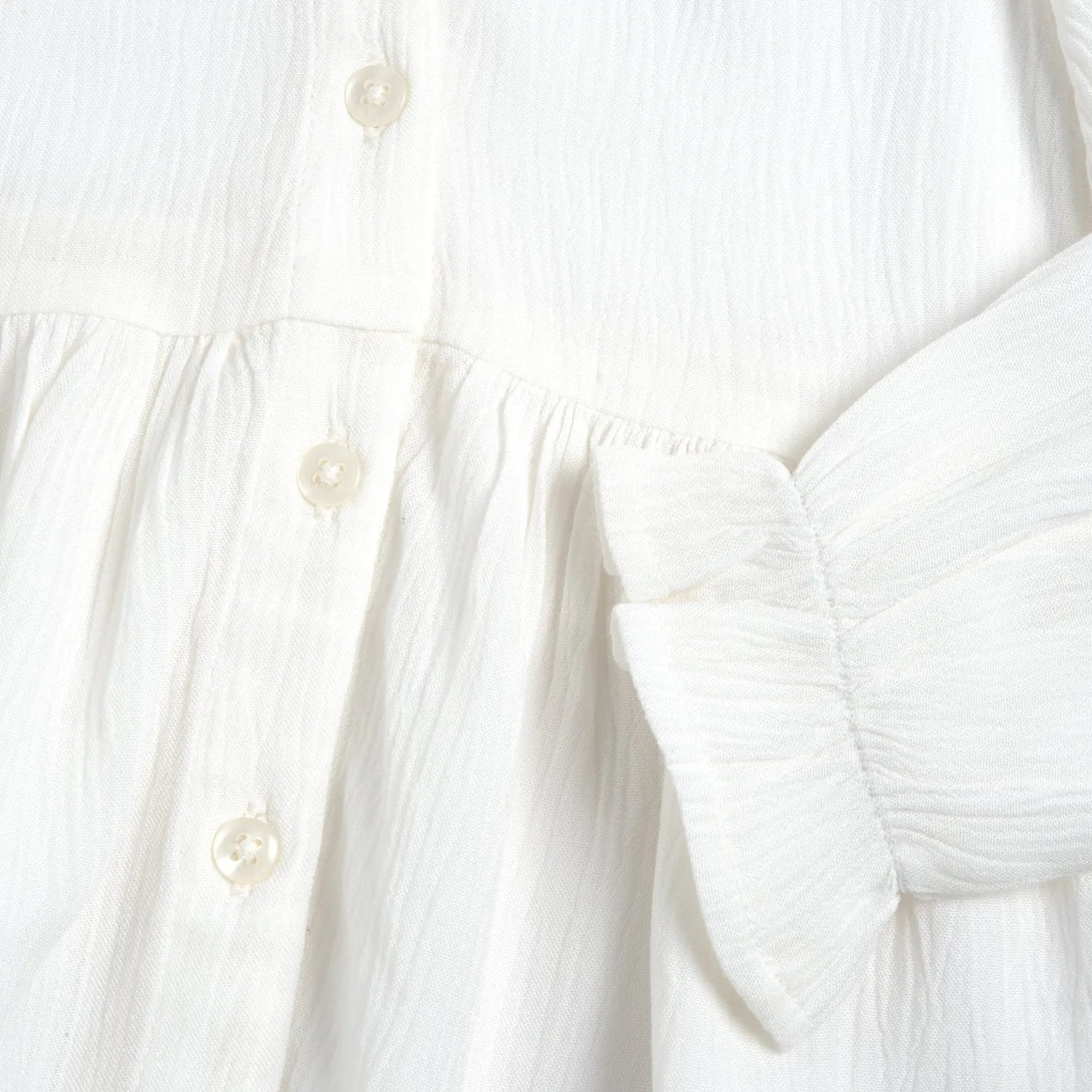 Girls White Solid Long Sleeve Top