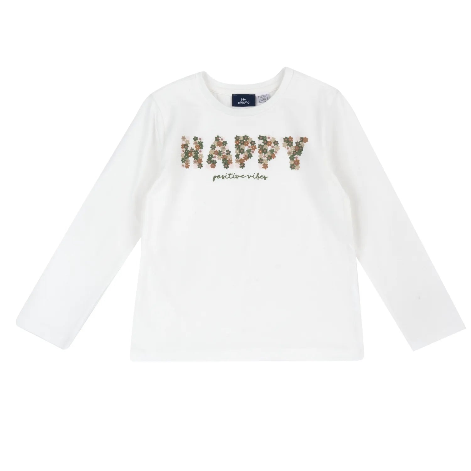Girls White Typography Long Sleeve T-shirt