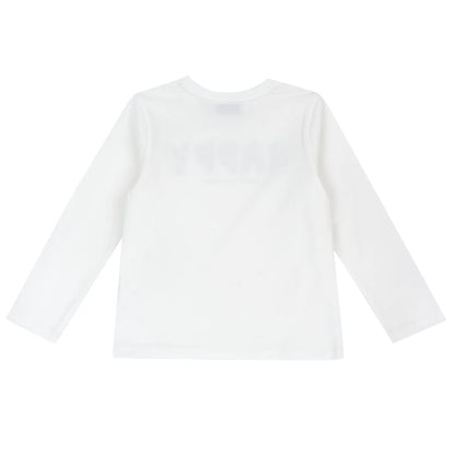Girls White Typography Long Sleeve T-shirt