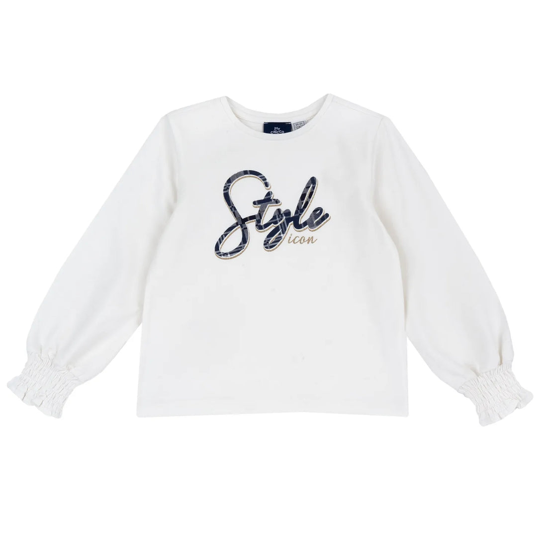 Girls White Typography Printed Long Sleeve Top