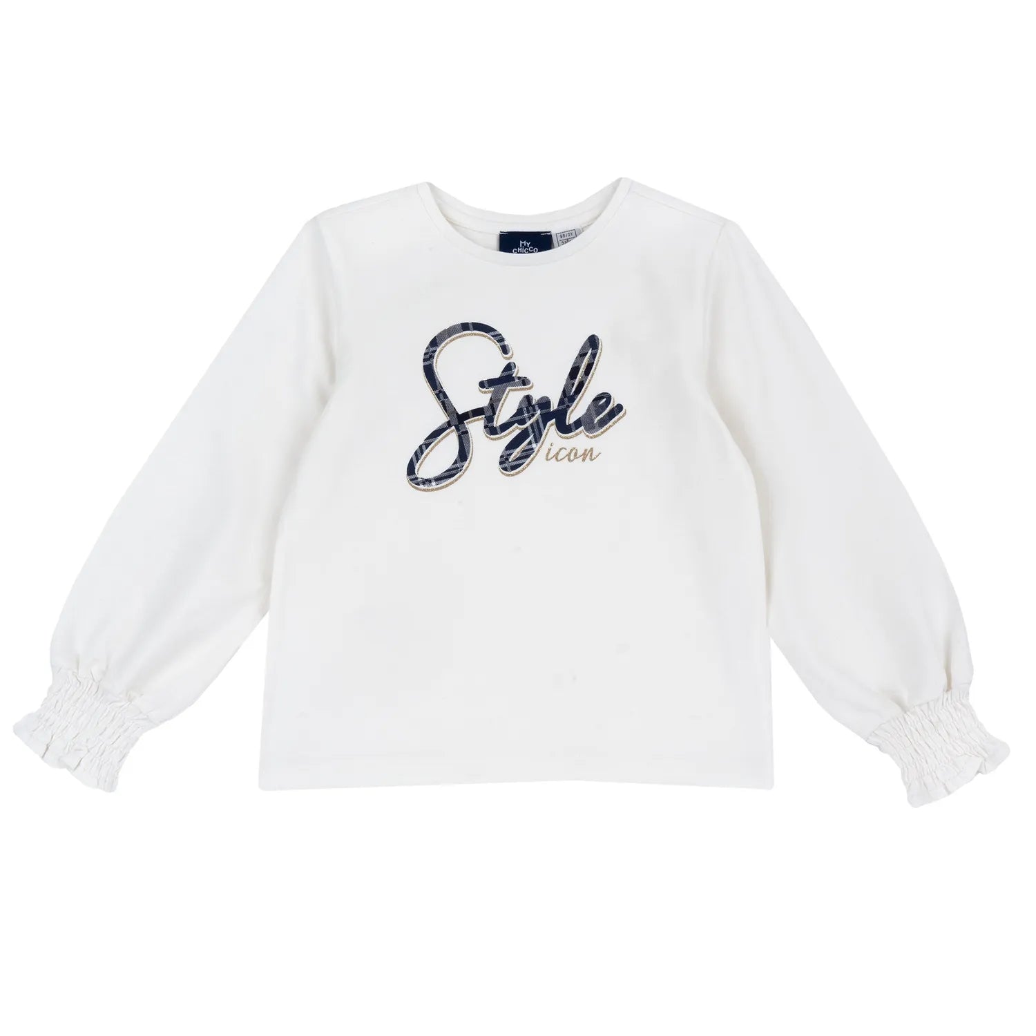 Girls White Typography Printed Long Sleeve Top