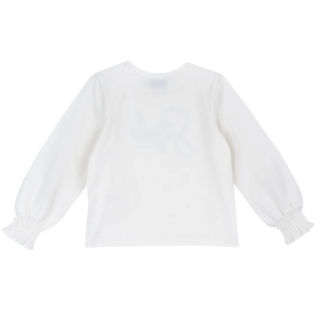 Girls White Typography Printed Long Sleeve Top