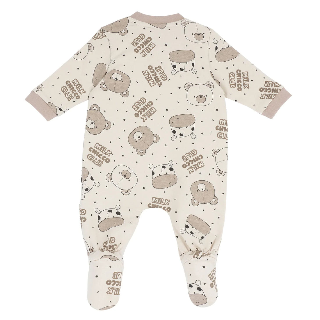 Infants Beige Animal Printed Front Opening Babysuit