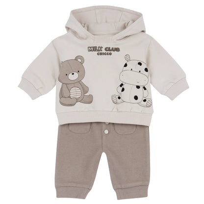 Infants Dark Natural Printed Sweatshirt with Long Trouser