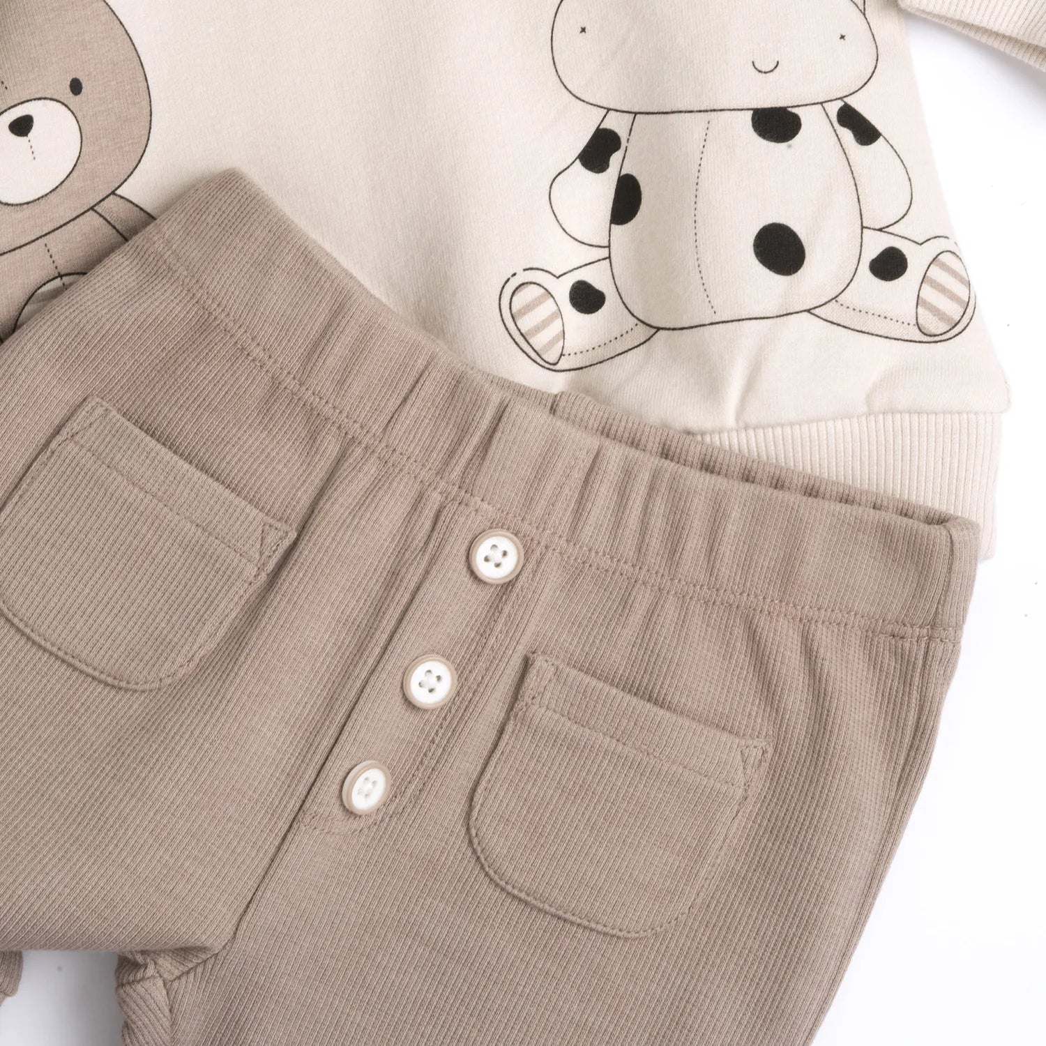 Infants Dark Natural Printed Sweatshirt with Long Trouser
