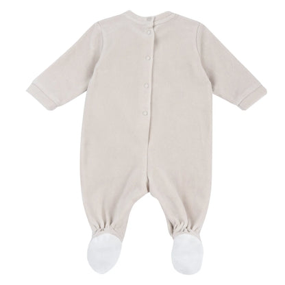 Infants Light Natural Embroidered Leg Opening Babysuit