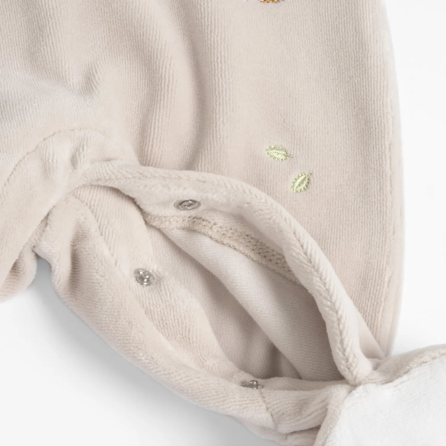 Infants Light Natural Embroidered Leg Opening Babysuit
