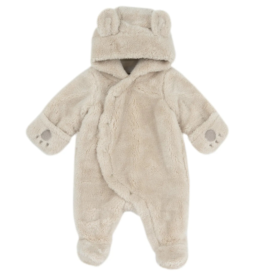 Infants Light Natural Solid Front Opening Babysuit