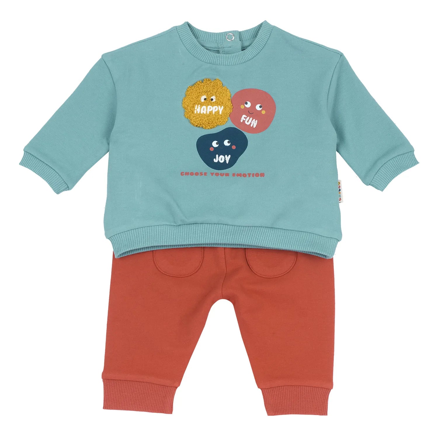 Infants Medium Green Embroidered Sweatshirt with Trouser