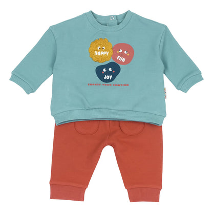 Infants Medium Green Embroidered Sweatshirt with Trouser