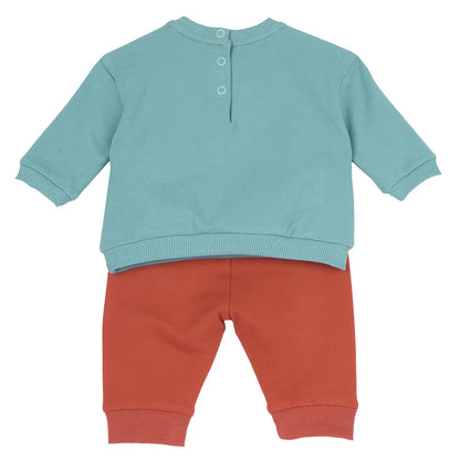 Infants Medium Green Embroidered Sweatshirt with Trouser