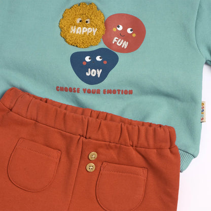 Infants Medium Green Embroidered Sweatshirt with Trouser