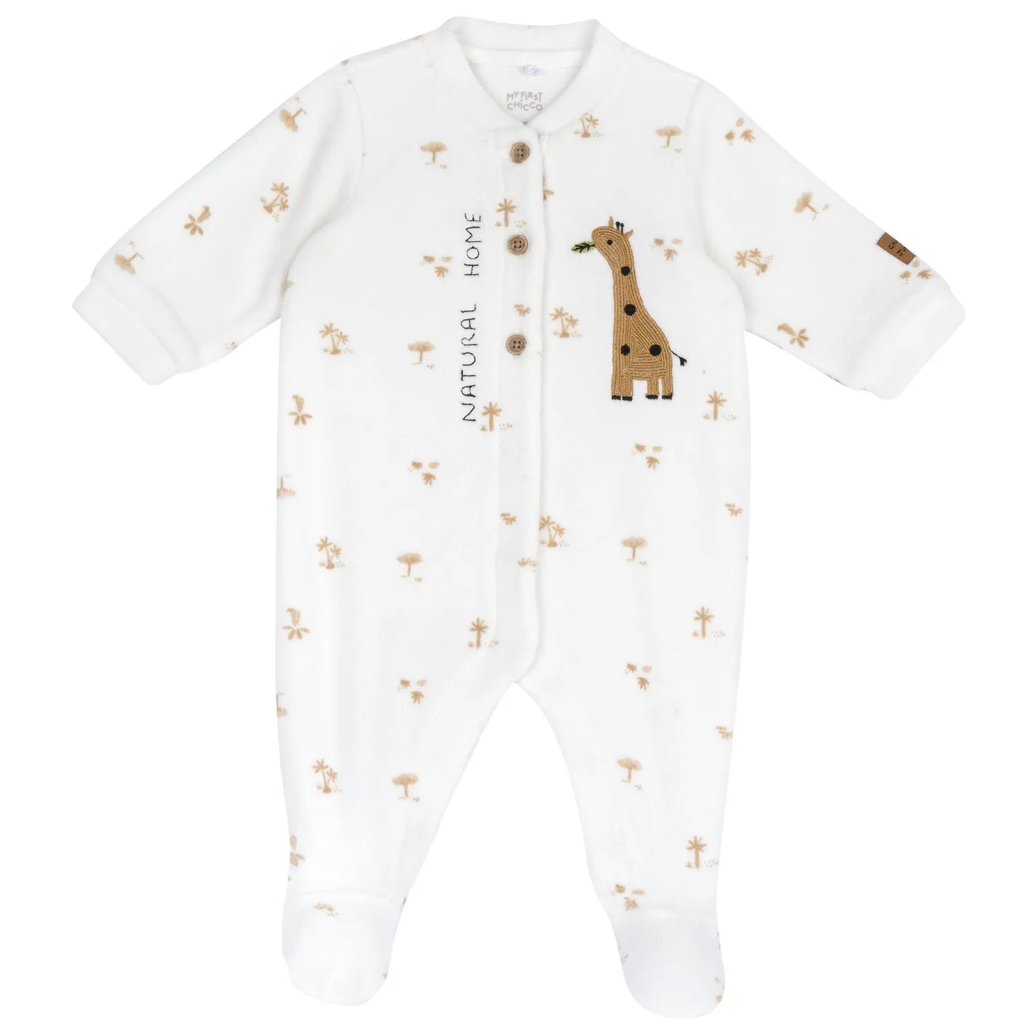 Infants Printed Velour Front Opening Babysuit