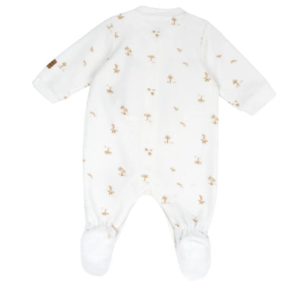 Infants Printed Velour Front Opening Babysuit