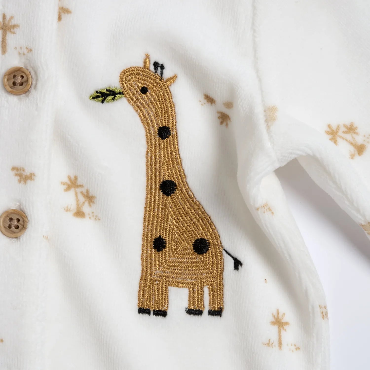 Infants Printed Velour Front Opening Babysuit