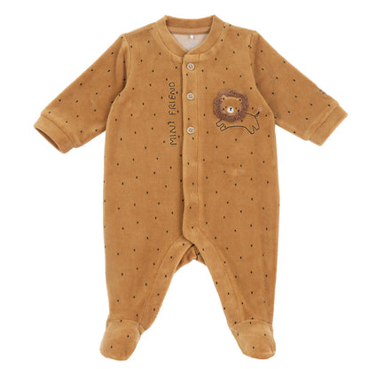 Infants Printed Velour Front Opening Babysuit