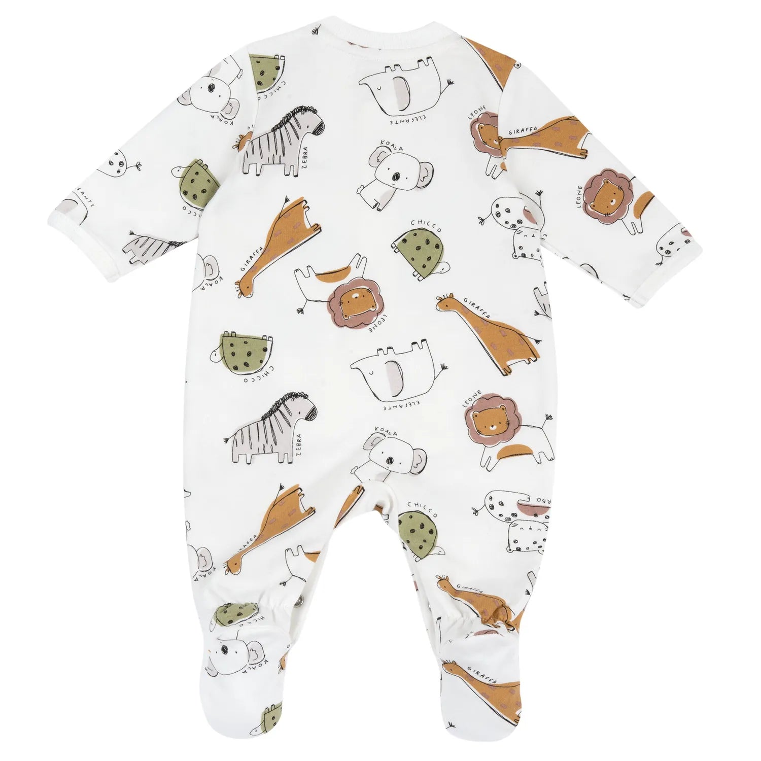 Infants White Animal Printed Leg Opening Babysuit