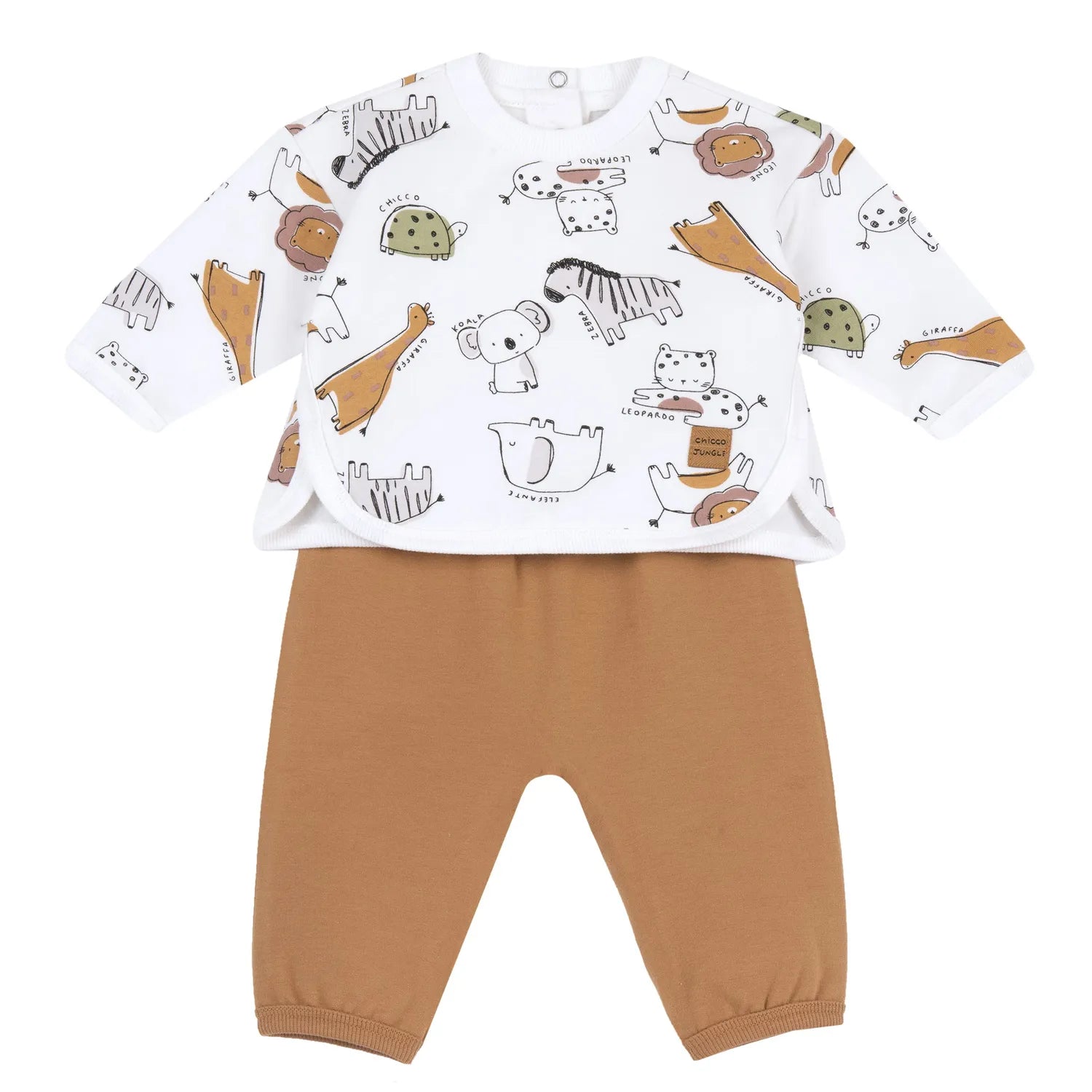 Infants White Animal Printed Sweatshirt with Joggers