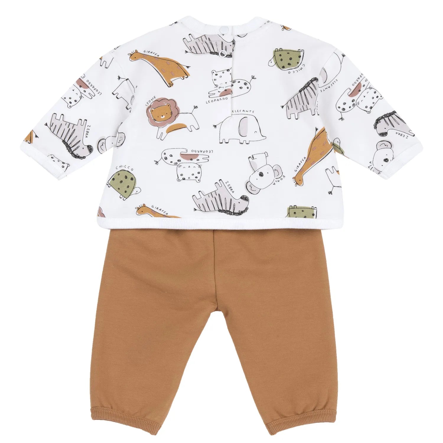 Infants White Animal Printed Sweatshirt with Joggers