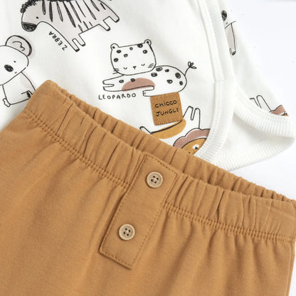 Infants White Animal Printed Sweatshirt with Joggers