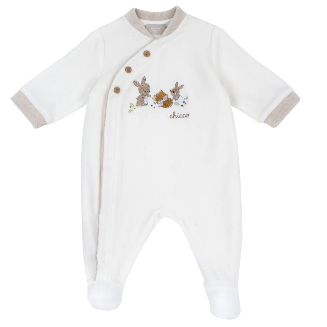 Infants White Embroidered Front Opening Babysuit