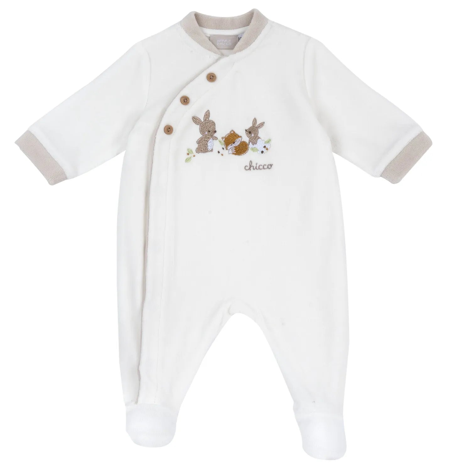 Infants White Embroidered Front Opening Babysuit