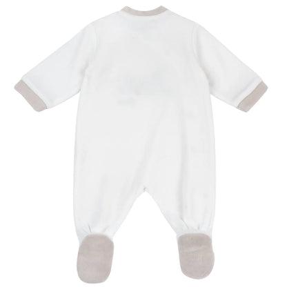 Infants White Embroidered Front Opening Babysuit