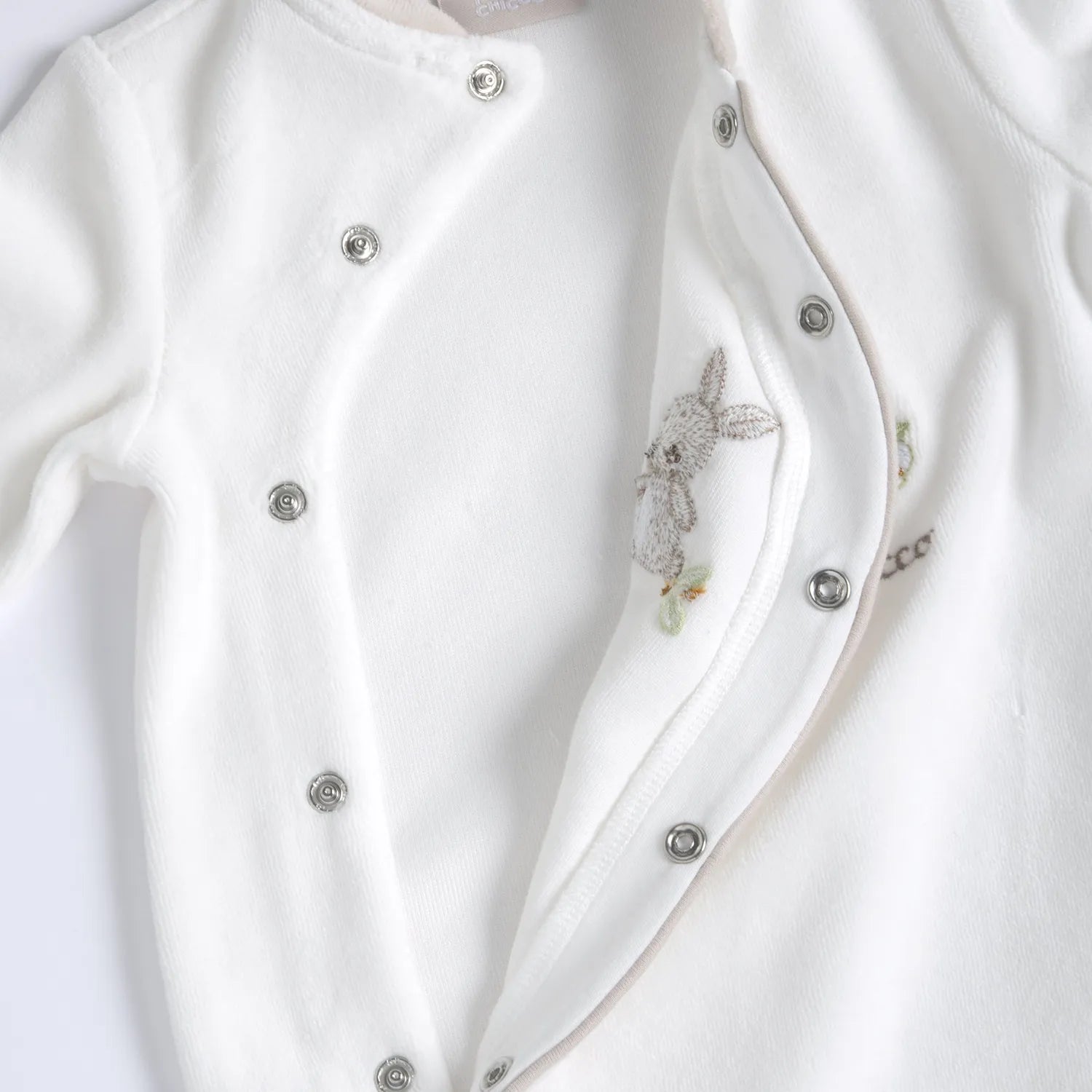 Infants White Embroidered Front Opening Babysuit