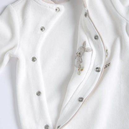 Infants White Embroidered Front Opening Babysuit