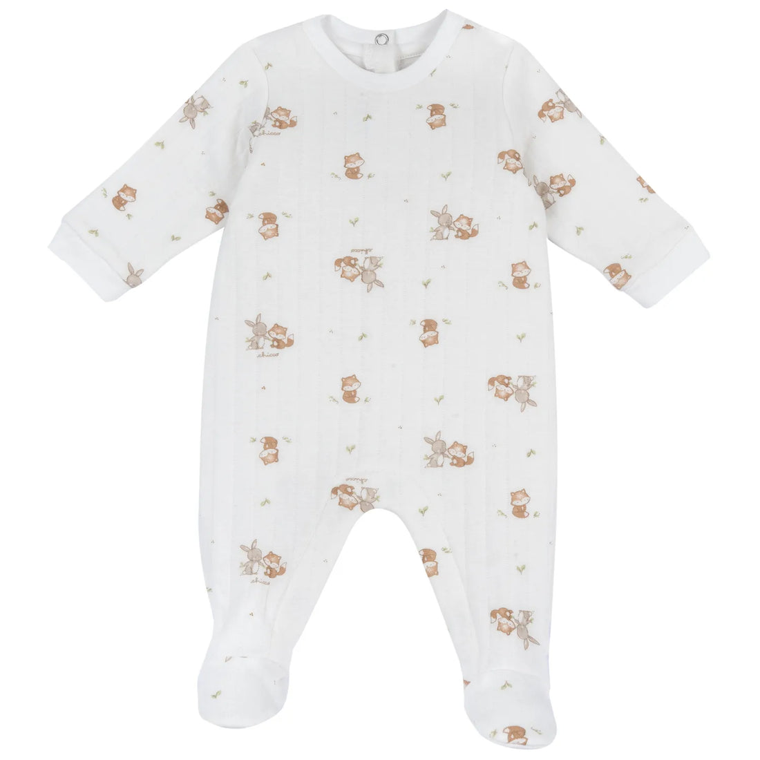 Infants White Printed Leg Opening Babysuit