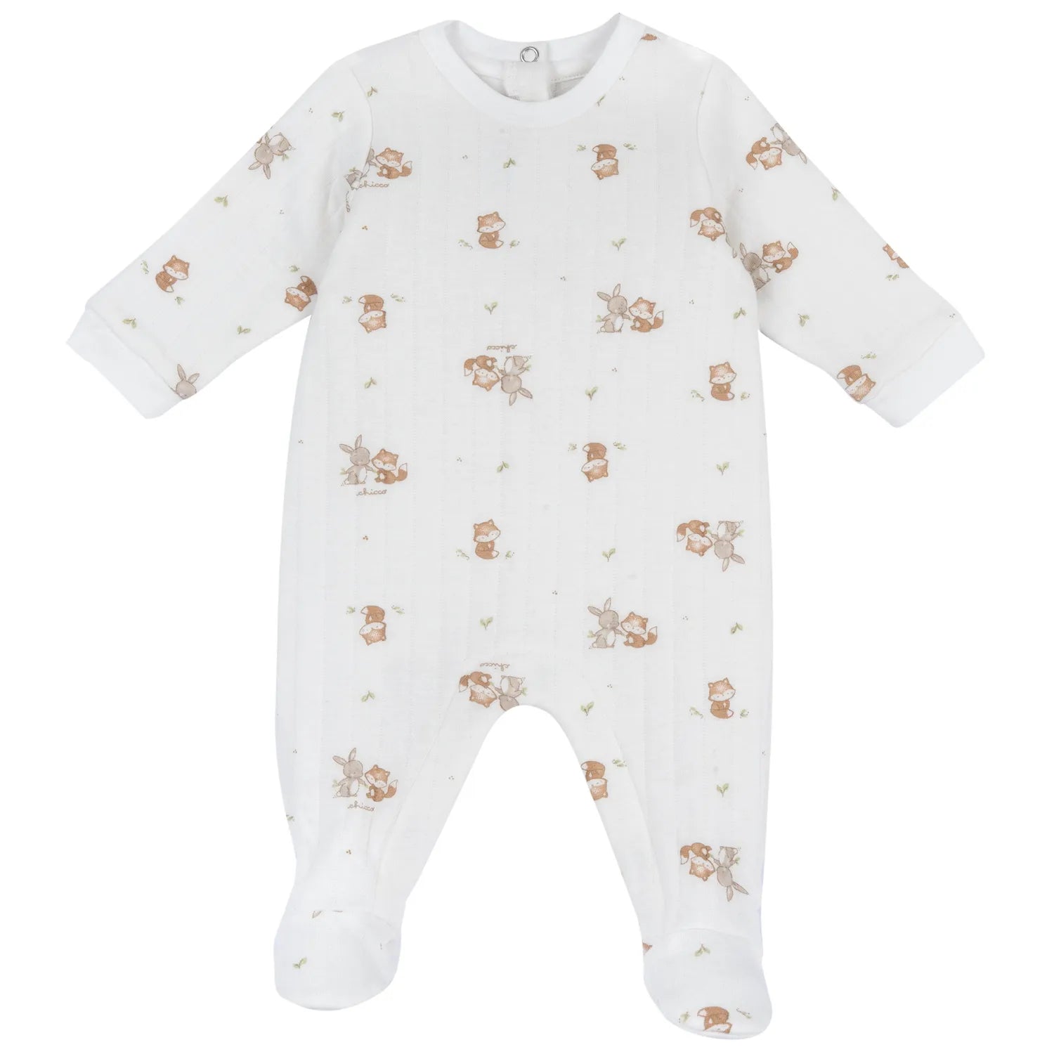 Infants White Printed Leg Opening Babysuit