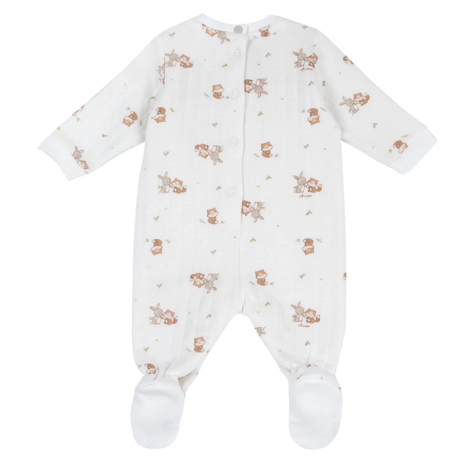 Infants White Printed Leg Opening Babysuit