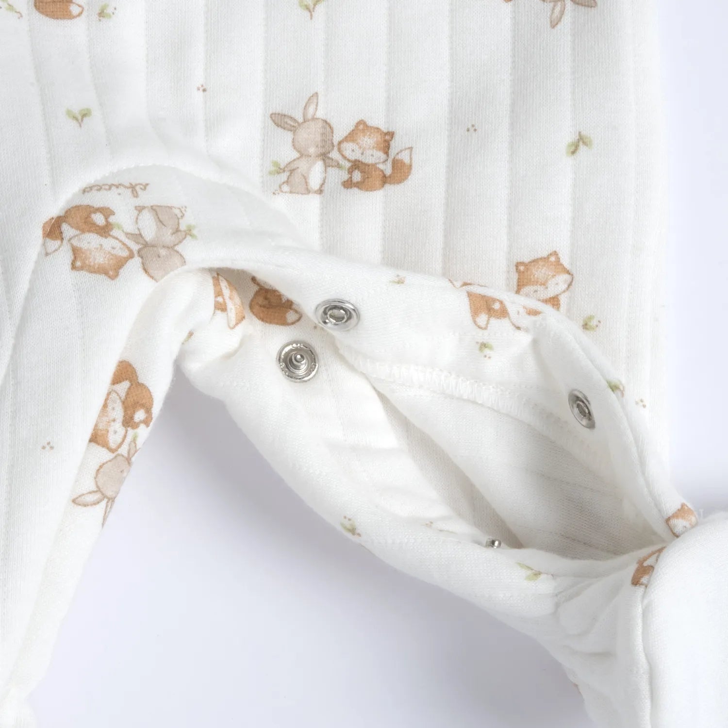 Infants White Printed Leg Opening Babysuit