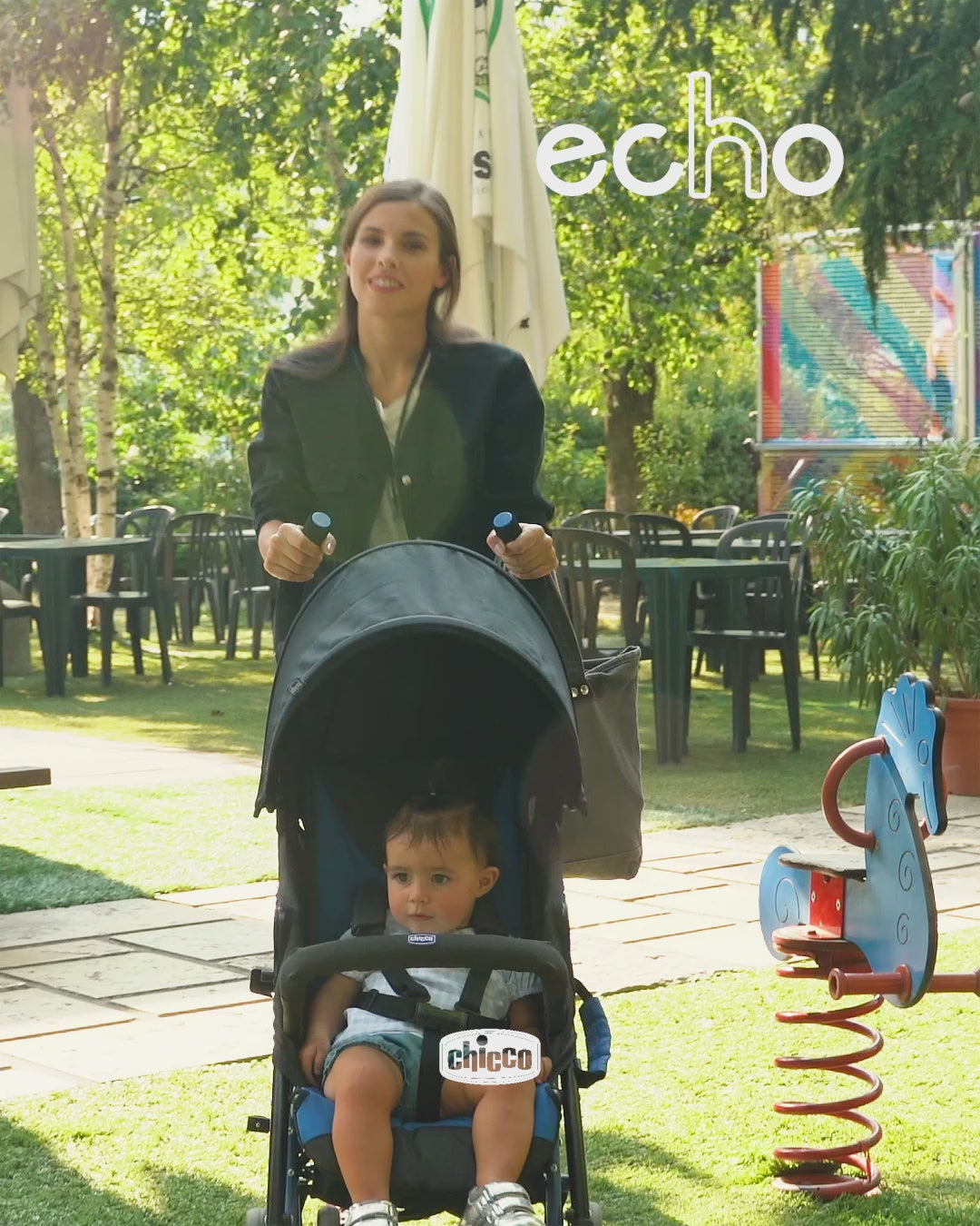 Echo Stroller with Bumper Bar Stone