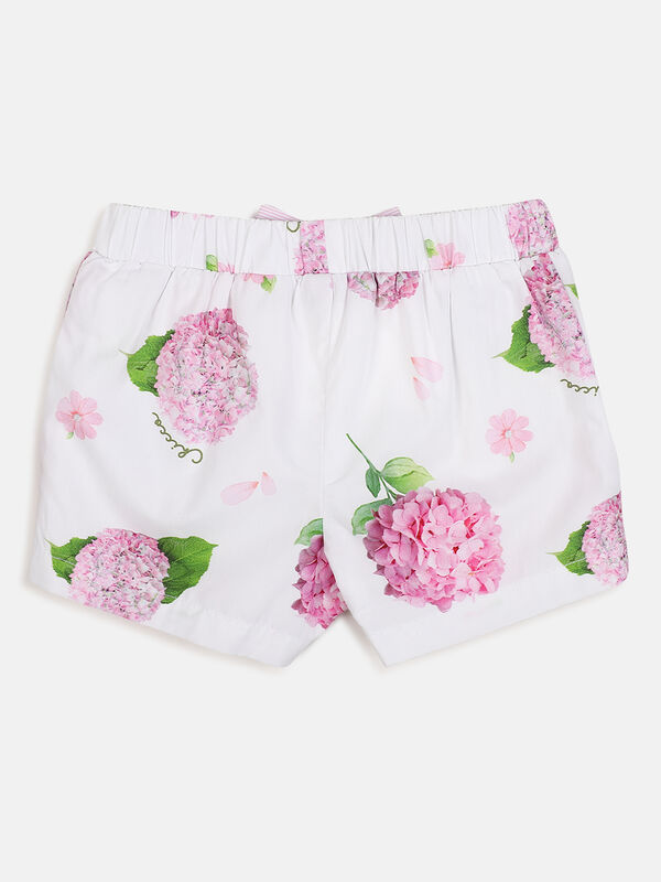 Girls White & Pink Short Woven Trouser image number null