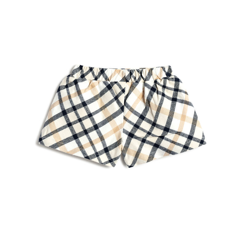 Girls Medium Natural Checked Shorts image number 1