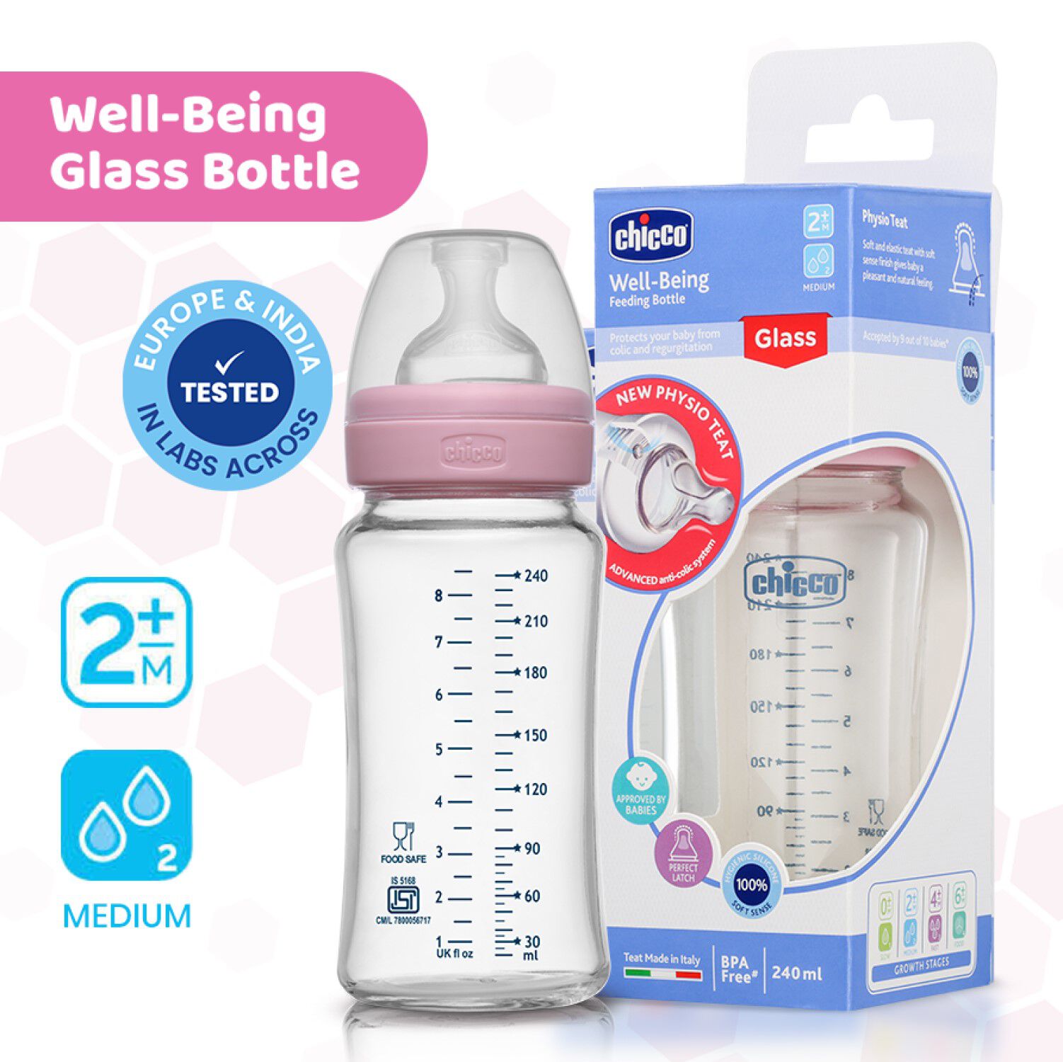 Pink glass baby bottles clearance