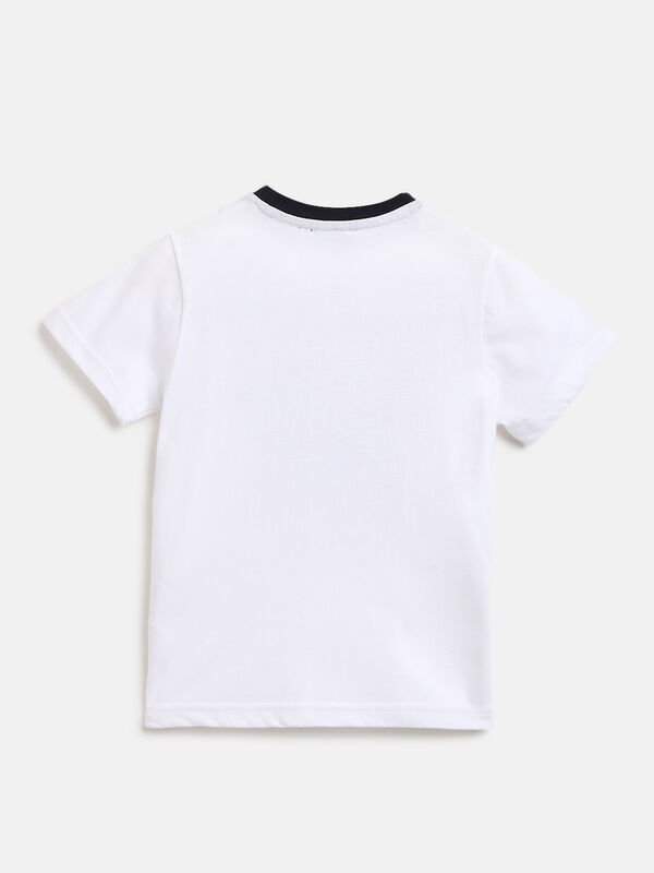 Boys White Short Sleeve Knitted T- Shirt image number null