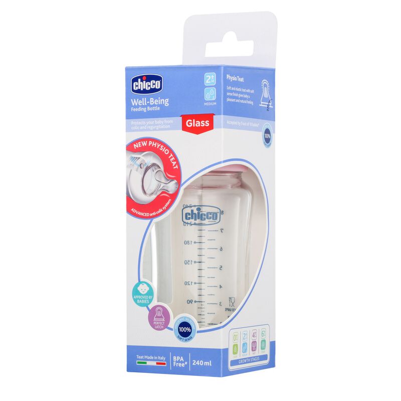 Well-Being Glass Feeding Bottle (240ml, Medium Flow) (Pink) image number 2