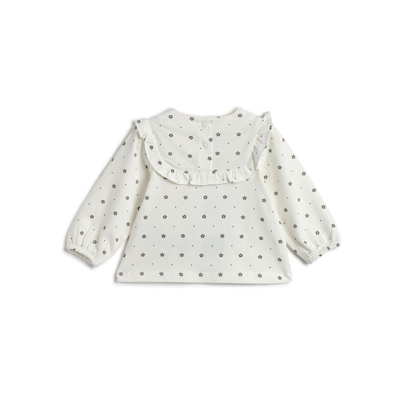 Girls White Floral Printed Long Sleeve T- Shirt image number 1