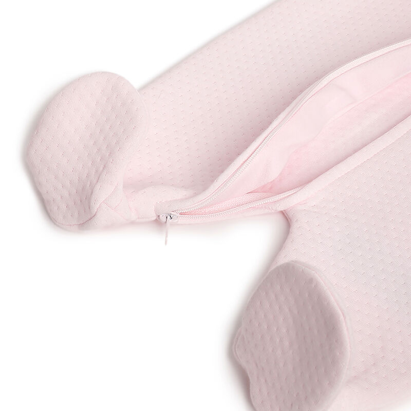 Girls Light Pink Applique Front Opening Babysuit image number 4
