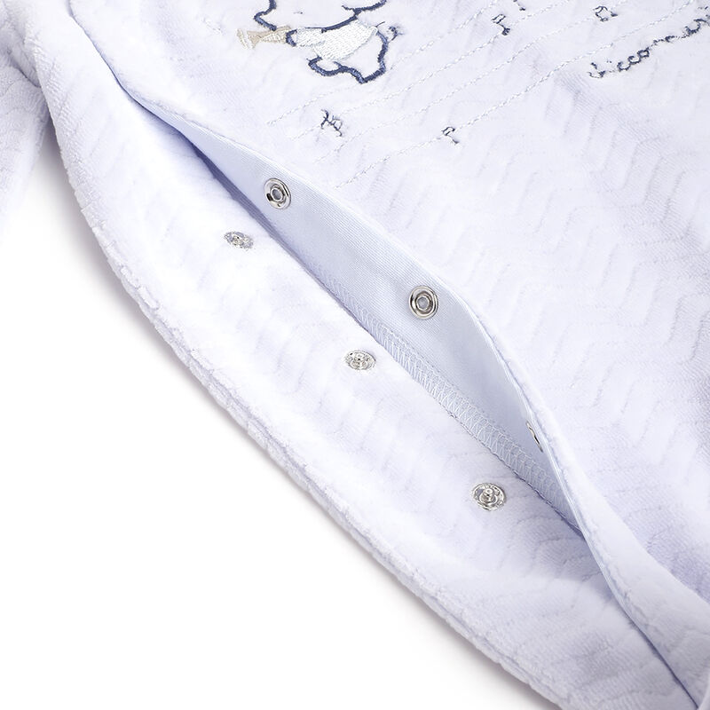 Boys Light Blue Embroidered Front Opening Babysuit image number 3