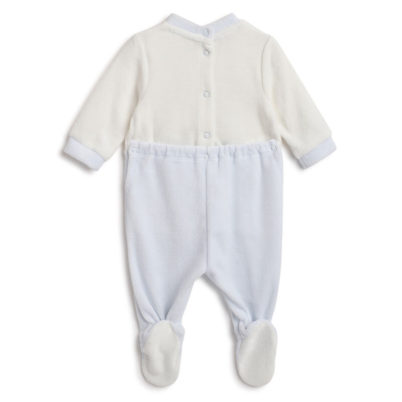 Boys Light Blue Embroidered Nappy opening Babysuit image number 1