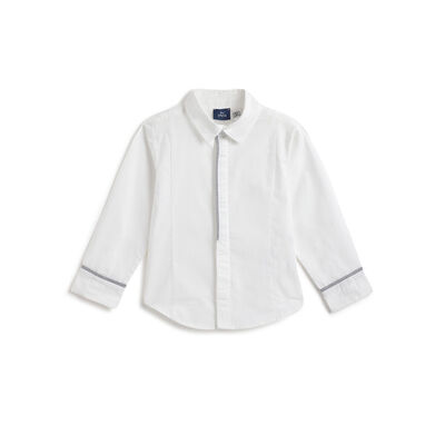 Boys White Solid Long Sleeve Shirt