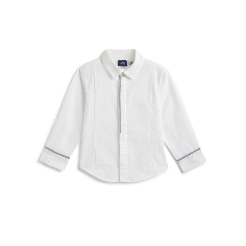 Boys White Solid Long Sleeve Shirt image number 0