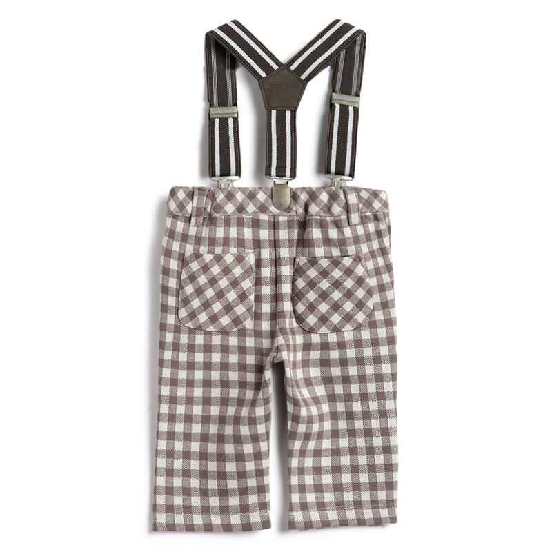 Boys Brown Checked Trousers image number 1