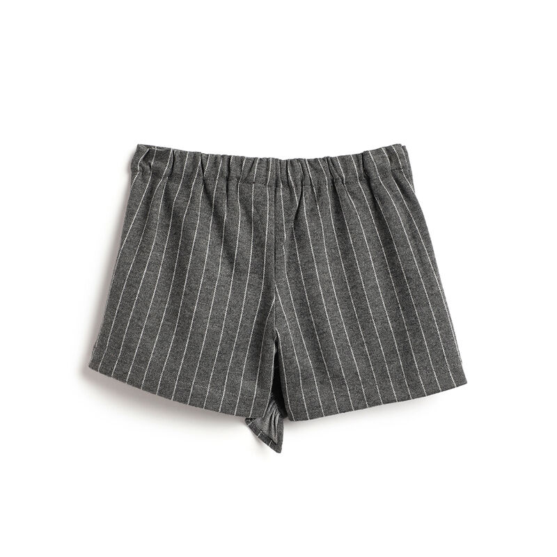 Girls Medium Grey Striped Shorts image number 1