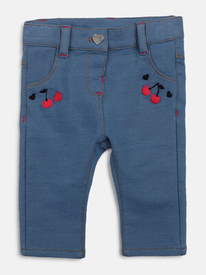 Girls Medium Light Blue Long Knitted Trouser