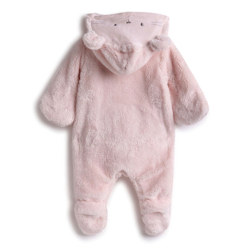 Girls Light Pink Solid Front Opening Babysuit image number 2