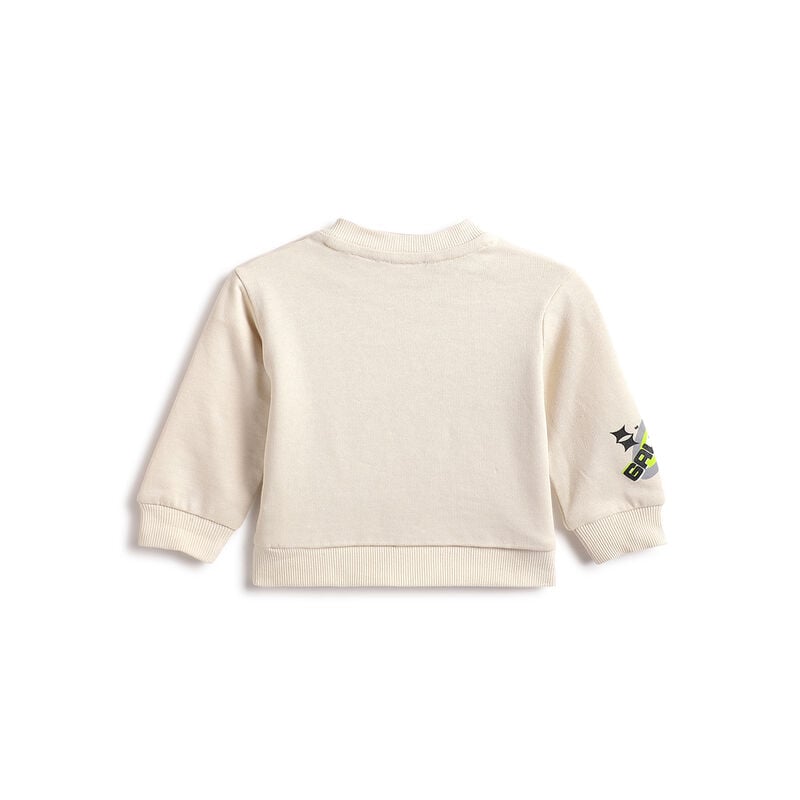 Boys Beige Printed Sweatshirt with Jogger Pant image number 1